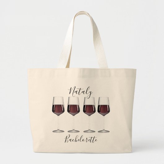 Grand Tote Bag Verres à vin rouge pour enterrement de vie de jeun (Devant)