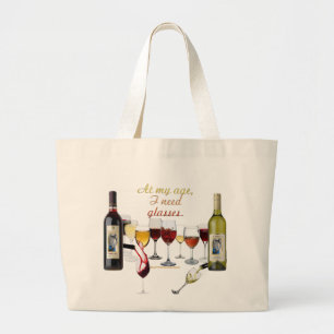 Grand Tote Bag Verres à vin SlipperyJoe's jeu de mots coquin roug