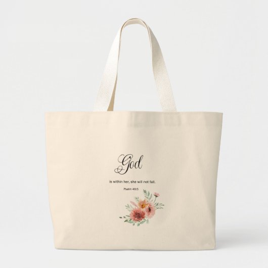 Grand Tote Bag Verse de la Bible Florale (Devant)