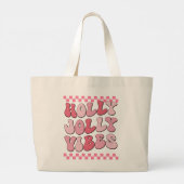 Grand Tote Bag Vibes Holly Jolly, Manche longue rétro de Noël (Dos)