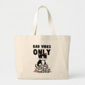 Grand Tote Bag Vibes incorrectes uniquement - Chat et crânes (Devant)