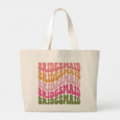 Grand Tote Bag Vibes simples rose orange vert girly rétro (Dos)