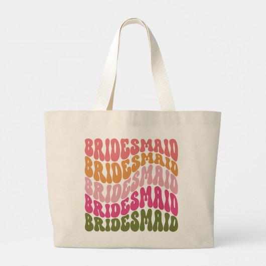 Grand Tote Bag Vibes simples rose orange vert girly rétro (Dos)