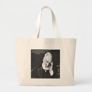 Grand Tote Bag Victor Hugo & Happiness Citation Cadeaux Tee - shi