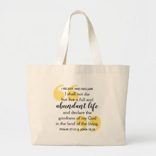 Grand Tote Bag VIE ABONDANTE Affirmation chrétienne positive