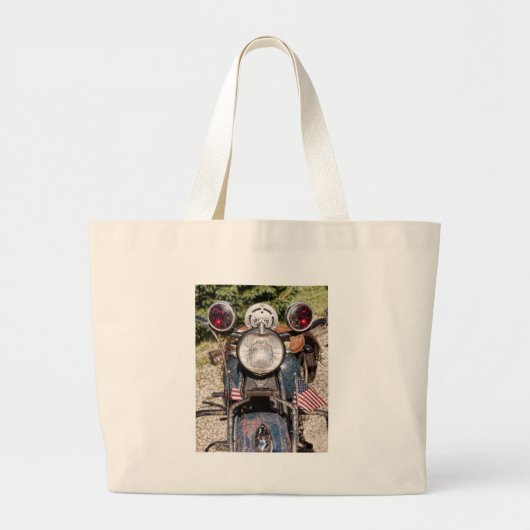 Grand Tote Bag vieille moto indienne de police (Devant)