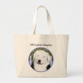 Grand Tote Bag Vieux anglais Sheepdog Puppy Peinture - Chien Art (Devant)