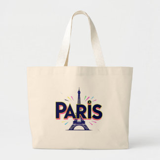 Grand Tote Bag Ville des Lumières : Art typographique gras de Par