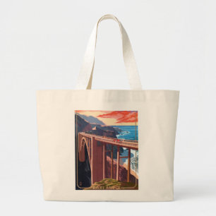 Grand Tote Bag Vintage Big Sur Bixby Bridge USA Tourisme