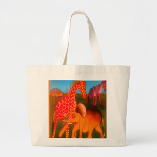 Grand Tote Bag Vintage Coloré Africain couleurs d'animaux sauvage