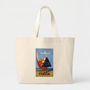 Grand Tote Bag Vintage Garda Italie Europe Air Travel