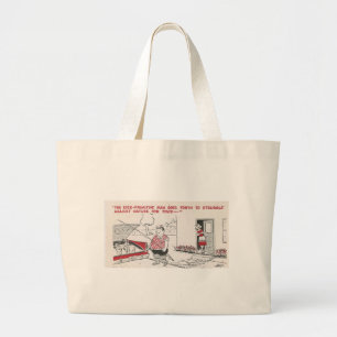 Grand Tote Bag Vintage Homme Pêche Humour alimentaire