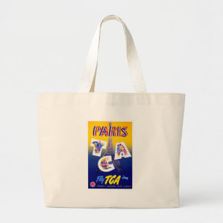 Grand Tote Bag Vintage Tour Eiffel Paris Air Travel Publicité