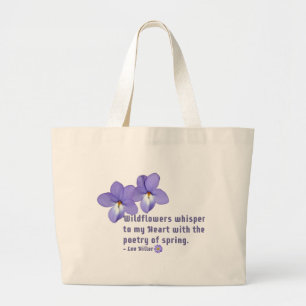 Grand Tote Bag Violettes Pied d'Oiseau Fleurs Sauvages Citation