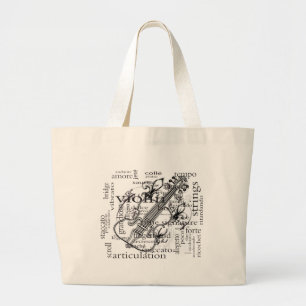 Grand Tote Bag violon avec le nuage de mot