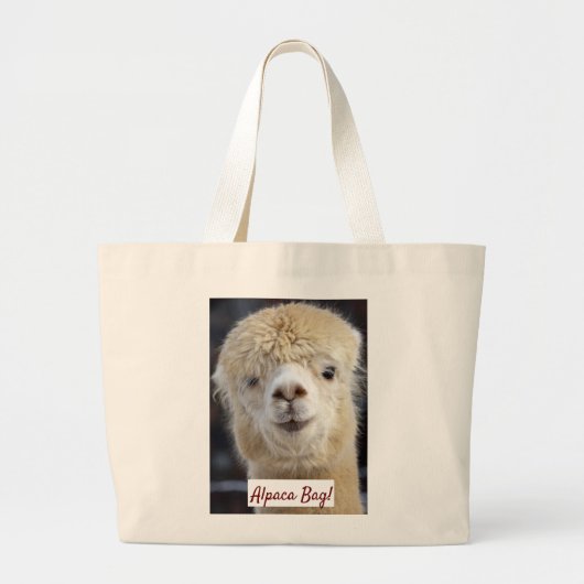 Grand Tote Bag Visage d'alpaca mignon (Devant)
