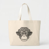Grand Tote Bag Visage de griffonnage de singe (Devant)