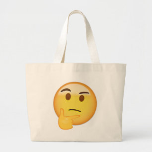 Grand Tote Bag Visage de pensée Emoji