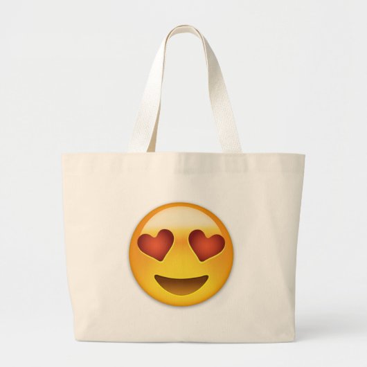 Grand Tote Bag Visage de sourire avec les yeux en forme de coeur (Devant)