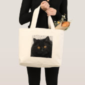 Grand Tote Bag Visage Persan Noir (Devant (produit))