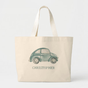 Grand Tote Bag Voiture Buggy Vintage Retro Watercolor