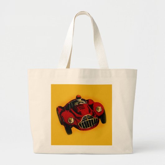 Grand Tote Bag Voiture de course automobile jaune rouge (Devant)