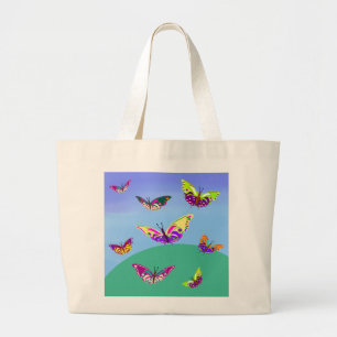 Grand Tote Bag Vol de papillons multicolores