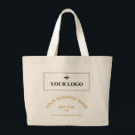Grand Tote Bag Votre logo Nom d'entreprise Site Web Promotionnel<br><div class="desc">Sac fourre-tout promotionnel pour votre petite entreprise imprimé avec votre logo,  et en jaune doré,  votre nom d'entreprise (ou votre service) dans une arche au-dessus de votre emplacement et de votre site Web. Imprimé sur les deux côtés !</div>