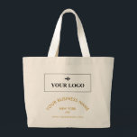Grand Tote Bag Votre logo Nom d'entreprise Site Web Promotionnel<br><div class="desc">Sac fourre-tout promotionnel pour votre petite entreprise imprimé avec votre logo,  et en jaune doré,  votre nom d'entreprise (ou votre service) dans une arche au-dessus de votre emplacement et de votre site Web. Imprimé sur les deux côtés !</div>