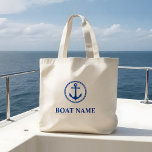 Grand Tote Bag Votre nom de bateau Blue Sea Ancre<br><div class="desc">Votre nom de bateau Marine Blue Sea Ancre Grand Sac fourre-tout</div>