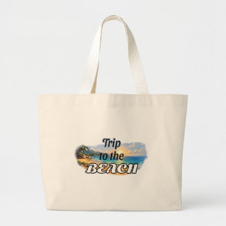Grand Tote Bag Voyage à la Plage Évasion au Coucher de Soleil Tro