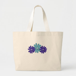 Grand Tote Bag Voyage de paix Hippie Fleur Power Aqua violet