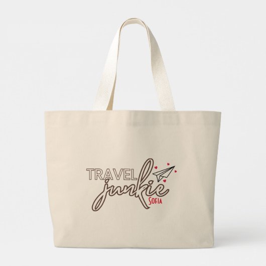 Grand Tote Bag Voyage Junkie, Filles Week-end Voyage Personnalisé (Dos)