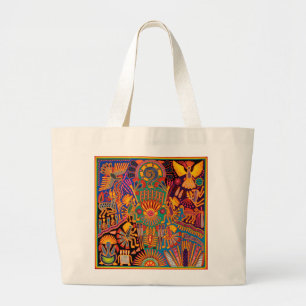 Grand Tote Bag Voyage tribal maya mexicain de Boho d'art d'Oaxaca