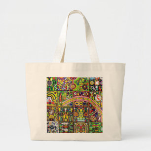 Grand Tote Bag Voyage tribal maya mexicain de Boho d'art d'Oaxaca