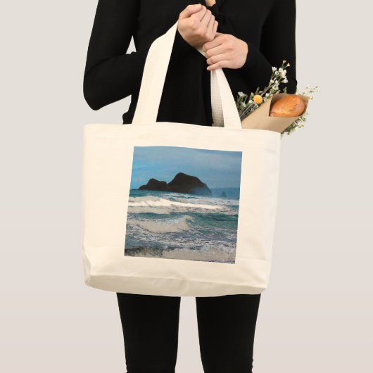 Grand Tote Bag Vue sur la côte hawaïenne (Devant (produit))