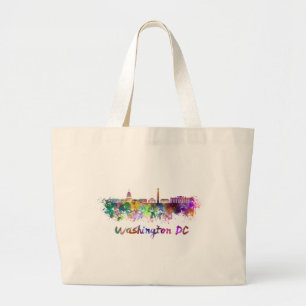 Grand Tote Bag Washington DC skyline in watercolor