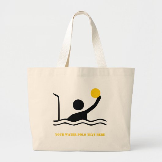 Grand Tote Bag Water polo player black silhouette custom (Devant)