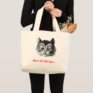 Grand Tote Bag We're All Mad Here - Cheshire Cat Wonderland 