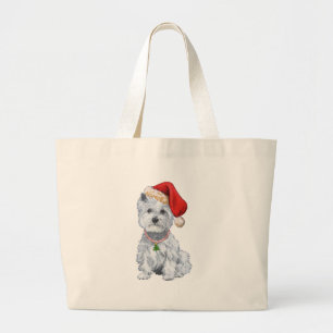 Grand Tote Bag West Highland White Terrier Santa Claus