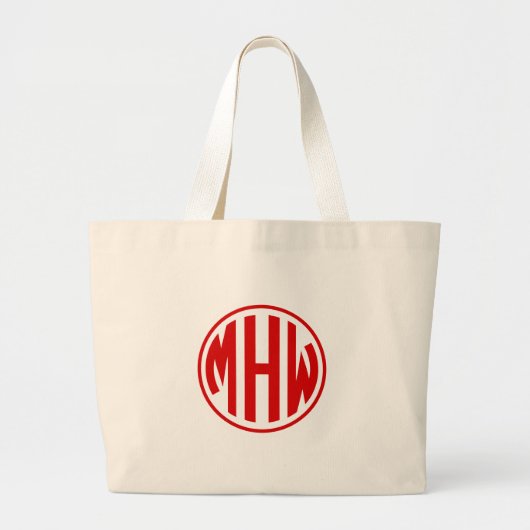 Grand Tote Bag What Red 3 initial dans un monogramme circulaire d (Devant)