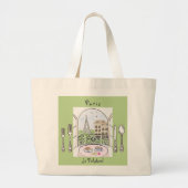 Grand Tote Bag Whimsical Watercolor Paris Eiffel Tower Cutlery (Devant)