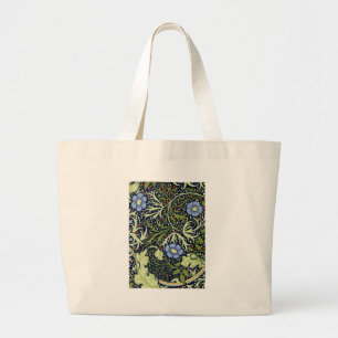 Grand Tote Bag William Morris Fleur d'antiquité aux algues marine