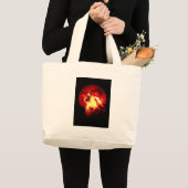 Grand Tote Bag Wolf Howling à Red Night (Devant (produit))