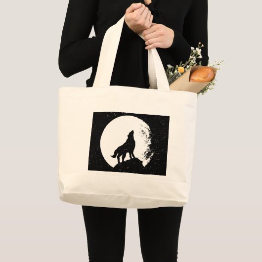 Grand Tote Bag Wolf & Moon Silhoutte (Devant (produit))