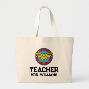 Grand Tote Bag Wonder Woman   Logo Cercle & Etoiles