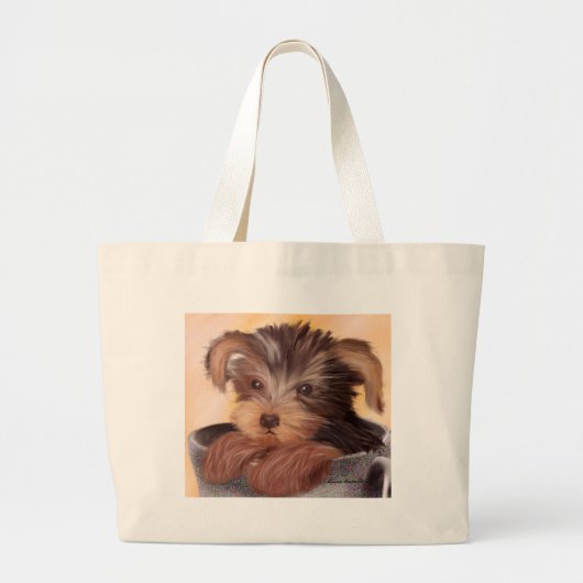 Grand Tote Bag Yorkie dans votre tasse (Devant)