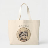 Grand Tote Bag Yorkshire Terrier Puppy Peinture Chien original (Devant)