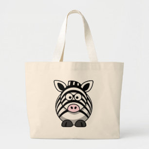 Grand Tote Bag Zèbre mignon de bande dessinée