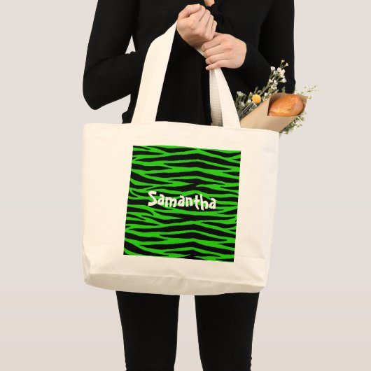 Grand Tote Bag Zèbre vert (Devant (produit))